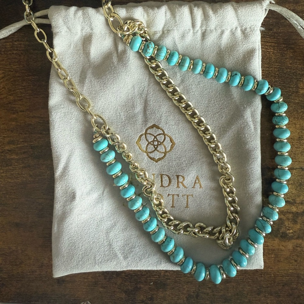 Kendra Scott Rebecca two strand Turquoise and Gold Necklace